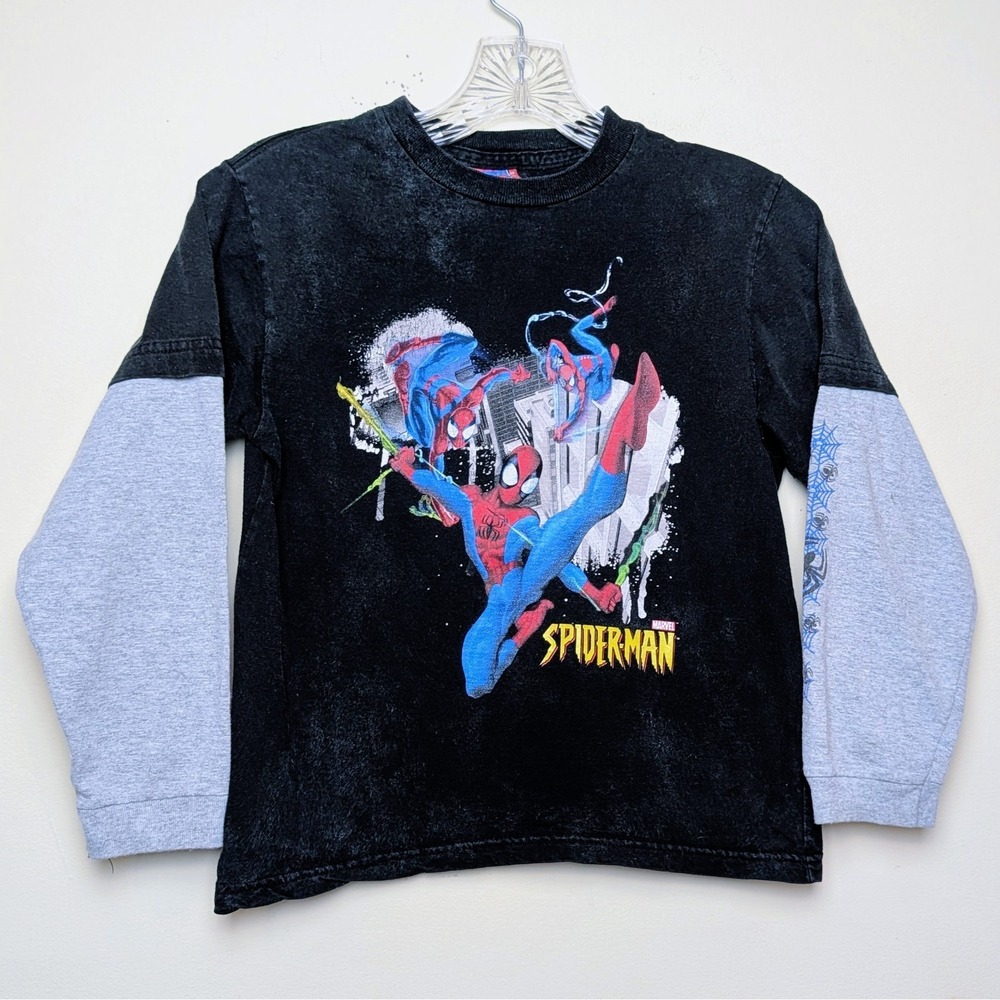 Vintage‎ Spider-Man 2 Long Sleeve Webs Movie Y2K 2004 Shirt Size Youth Medium